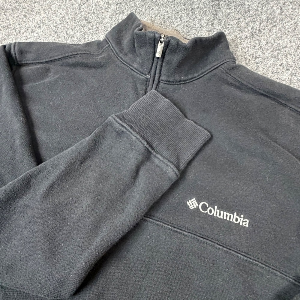 VTG Columbia Mens Size Small Quarter Zip Winter Sweatshirt Black Fleece Pullover